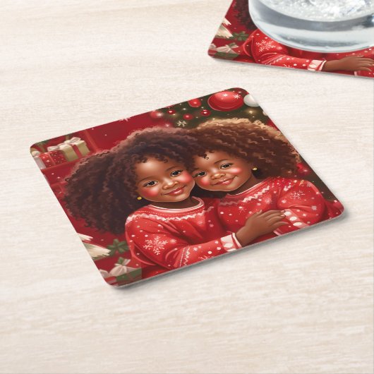 Afrikaans Amerikaans Kerstpapier Onderzetters (Schuin)