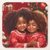 Afrikaans Amerikaans Kerstpapier Onderzetters (Voorkant)