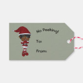 Afrikaans Amerikaans kind geen gluren kerst Labels Cadeaulabel (Voorkant (Horizontaal))