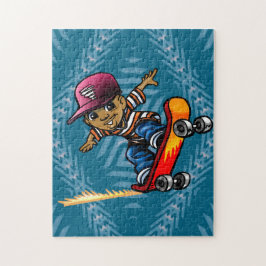 Afrikaans-Amerikaans Kind op een skateboard Legpuzzel