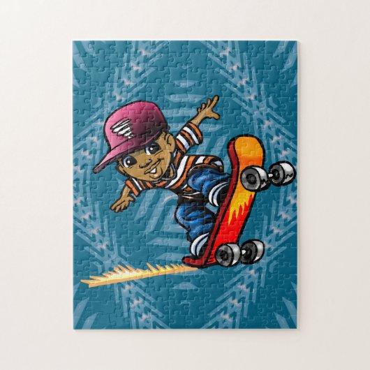 Afrikaans-Amerikaans Kind op een skateboard Legpuzzel (Verticaal)