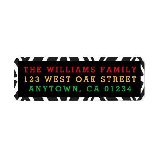 Afrikaans-Amerikaans Kwanzaa Pattern | Retouradres Etiket (Voorkant)