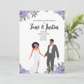 Afrikaans Amerikaans Lavendel Tuin Bruiloft Kaart (Staand voorkant)