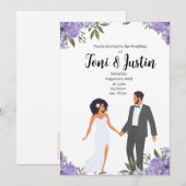 Afrikaans Amerikaans Lavendel Tuin Bruiloft Kaart (Voorkant / Achterkant)