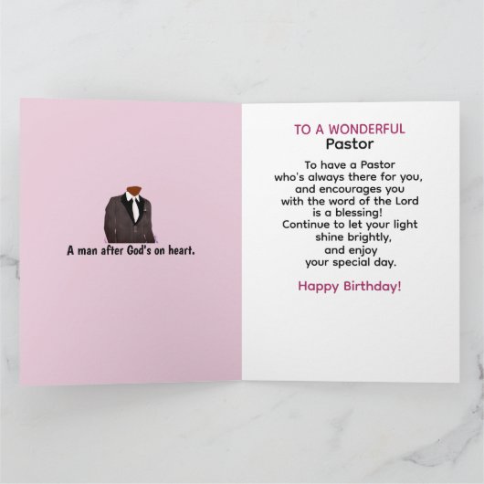 Afrikaans-Amerikaans Man in Suit Pastor's Birthday Kaart (Binnen)