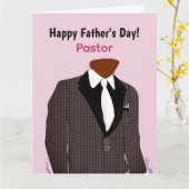 Afrikaans-Amerikaans Man in Suit Pastor's Vaderdag Kaart (Gele Bloem)