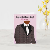 Afrikaans-Amerikaans Man in Suit Pastor's Vaderdag Kaart (Gele Bloem)
