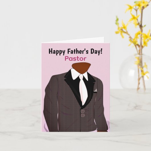 Afrikaans-Amerikaans Man in Suit Pastor's Vaderdag Kaart (Gele Bloem)