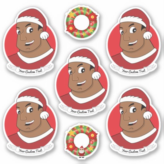 Afrikaans-Amerikaans man met Santa hat cartoon Sticker (Voorkant)
