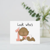 Afrikaans Amerikaans Meisje 1e Verjaardag Tshirts Briefkaart (Staand voorkant)