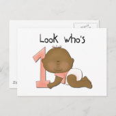 Afrikaans Amerikaans Meisje 1e Verjaardag Tshirts Briefkaart (Voorkant / Achterkant)