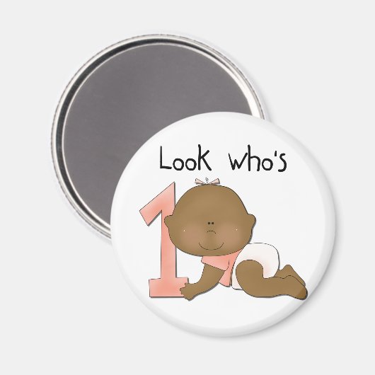 Afrikaans Amerikaans Meisje 1e Verjaardag Tshirts Magneet (Voorkant / Achterkant)