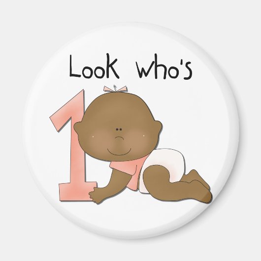 Afrikaans Amerikaans Meisje 1e Verjaardag Tshirts Magneet (Voorkant)