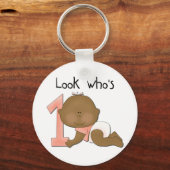 Afrikaans Amerikaans Meisje 1e Verjaardag Tshirts Sleutelhanger (Voorkant)