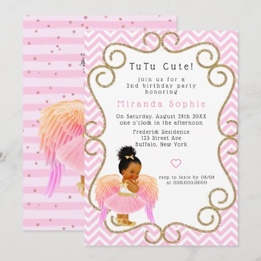 Afrikaans-Amerikaans meisje Ballerina 2e verjaarda Kaart (Voorkant / Achterkant)