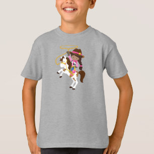 Afrikaans-Amerikaans meisje, Cowgirl, Sheriff, Las T-shirt