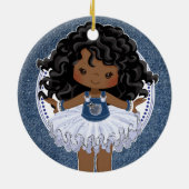 Afrikaans-Amerikaans meisje Denim & Diamonds Kerst Keramisch Ornament (Achterkant)