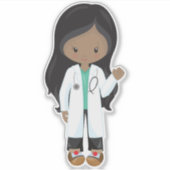 Afrikaans-Amerikaans meisje, dokter, verpleegster, Sticker (Voorkant)
