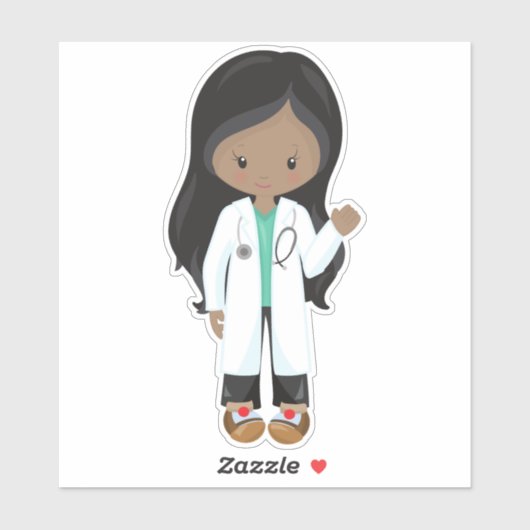 Afrikaans-Amerikaans meisje, dokter, verpleegster, Sticker (Vel)
