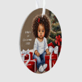 Afrikaans Amerikaans Meisje Eerste Kerstmis Orname Ornament (voorkant)