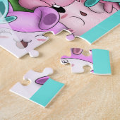 Afrikaans-Amerikaans meisje en Bunnies Legpuzzel (Zijkant)