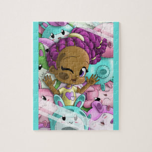 Afrikaans-Amerikaans meisje en Bunnies Puzzle Legpuzzel