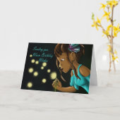 Afrikaans-Amerikaans meisje en Dandelion Kaart (Gele Bloem)