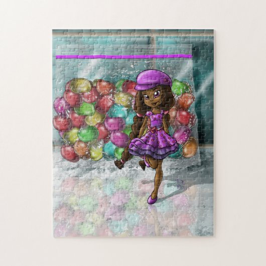 Afrikaans-Amerikaans meisje en jellybonen Legpuzzel (Verticaal)