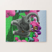 Afrikaans-Amerikaans meisje en olifant Legpuzzel (Horizontaal)