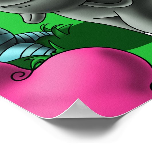 Afrikaans-Amerikaans meisje en olifant Poster (Hoek)