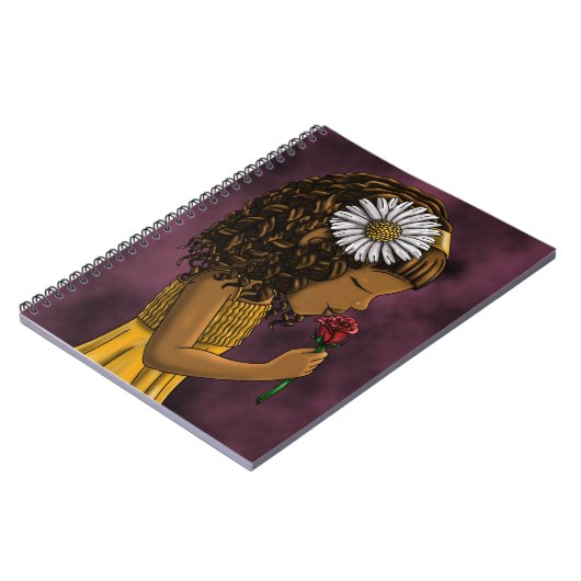 Afrikaans-Amerikaans meisje en Roos Notitieboek (Linkerzijde)