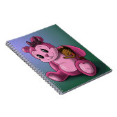 Afrikaans Amerikaans Meisje en Roze Teddybeer Notitieboek (Rechterzijde)