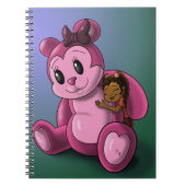 Afrikaans Amerikaans Meisje en Roze Teddybeer Notitieboek (Voorkant)