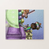 Afrikaans-Amerikaans meisje en Snoep met Kerstmis Legpuzzel (Horizontaal)