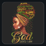 Afrikaans-Amerikaans meisje God zegt dat ik een zw Vierkante Sticker<br><div class="desc">Afrikaans-Amerikaans meisje God zegt dat ik een zwarte trots ben</div>