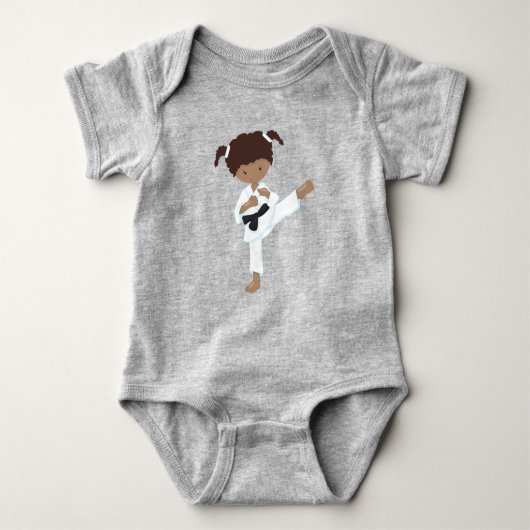 Afrikaans-Amerikaans meisje, Karaatmeisje, zwarte  Romper (Voorkant)