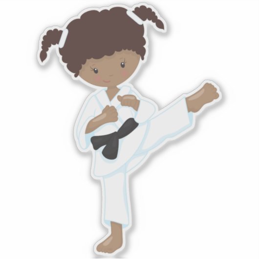 Afrikaans-Amerikaans meisje, Karaatmeisje, zwarte Sticker (Voorkant)