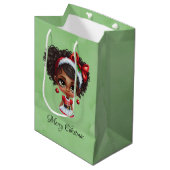 Afrikaans Amerikaans Meisje Kerstmis Jurk Custom Medium Cadeauzakje (Voorkant Gekanteld)