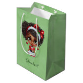 Afrikaans Amerikaans Meisje Kerstmis Jurk Custom Medium Cadeauzakje (Achterkant Gekanteld)