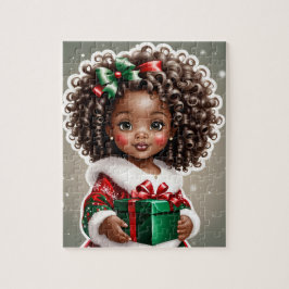 Afrikaans Amerikaans Meisje Kerstpuzzel Legpuzzel