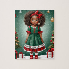 Afrikaans Amerikaans Meisje Kerstpuzzel Legpuzzel
