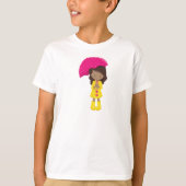 Afrikaans-Amerikaans meisje, meisje in regenjas, b T-shirt (Voorkant)