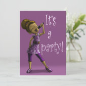 Afrikaans-Amerikaans meisje met de Birthday Party Kaart (Staand voorkant)