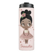 Afrikaans-Amerikaans meisje met een bloem, roze Thermosbeker (Voorkant)
