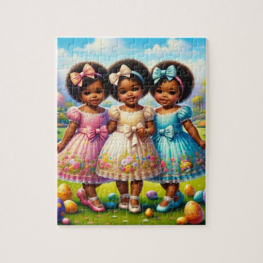 Afrikaans Amerikaans Meisje Pasen Puzzel (Verticaal)