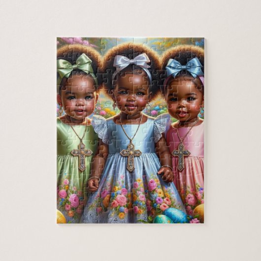 Afrikaans Amerikaans Meisje Pasen Puzzel (Verticaal)