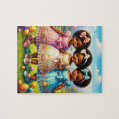 Afrikaans Amerikaans Meisje Pasen Puzzel Legpuzzel (Horizontaal)