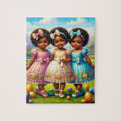 Afrikaans Amerikaans Meisje Pasen Puzzel Legpuzzel (Verticaal)