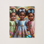 Afrikaans Amerikaans Meisje Pasen Puzzel Legpuzzel (Verticaal)