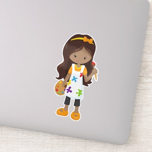 Afrikaans-Amerikaans meisje, schilder, schilder, p Sticker (Detail)